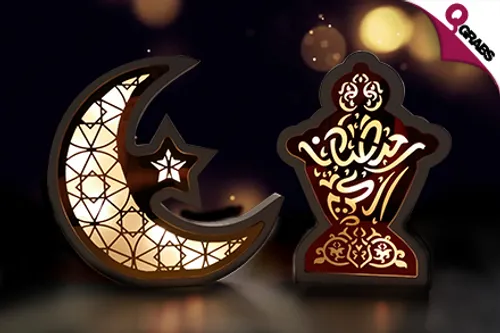 For QR29 Let There be Holy Light with Ramadan Decoration Lamps - Choose from Star and Crescent OR Bakhoor! (QR58 Value)
